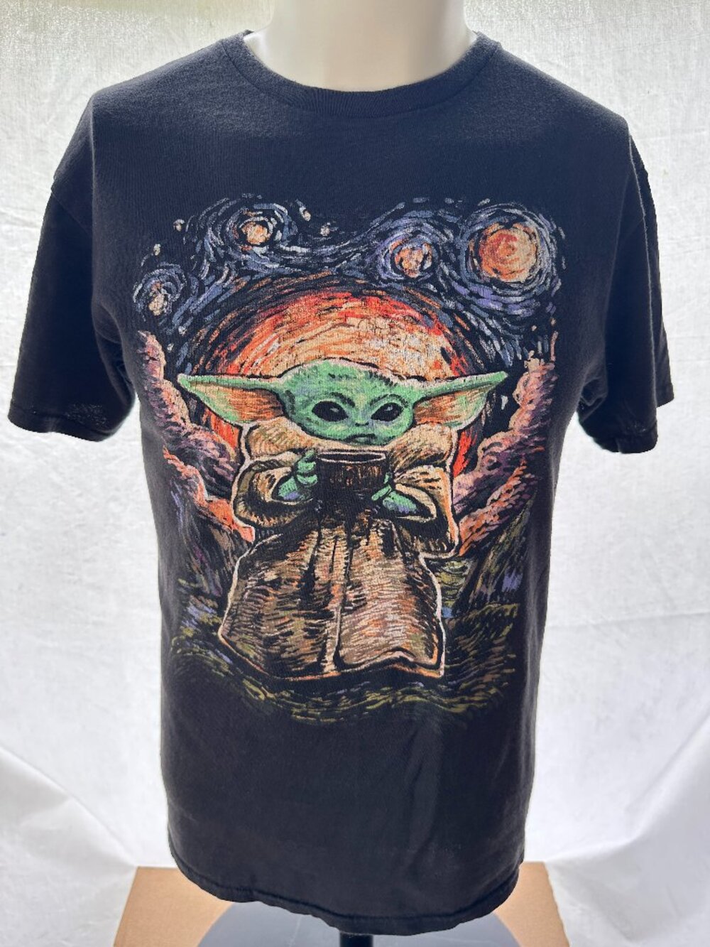 Star Wars Groku Post Impressionism Design Men's Black T Shirt Medium VFifthSun